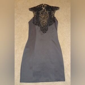 Arden B Black Lace-Accented Sleeveless Dress